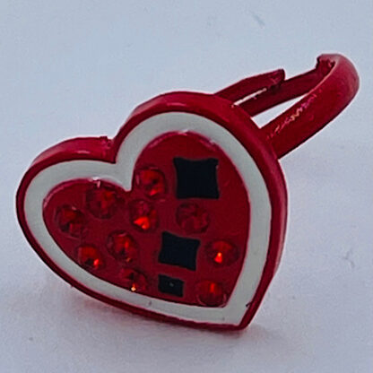 Justerbare Hjerteringe med Diamantsten super flotte ringe til børn rød