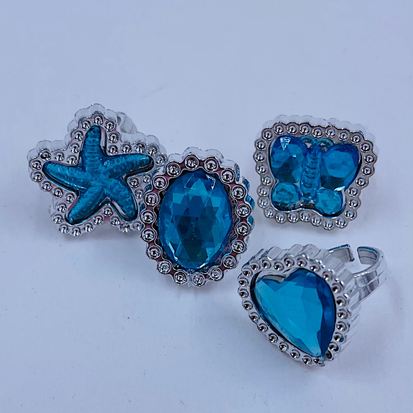 Diamantring Prinsessering leg udklædning turkis Små gaver ring.dk