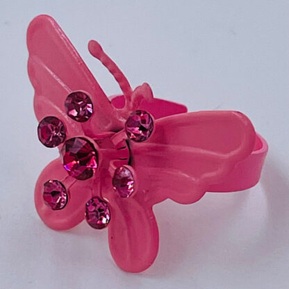 Sommerfuglering lyserød med diamantsten Lakeret justerbar ring