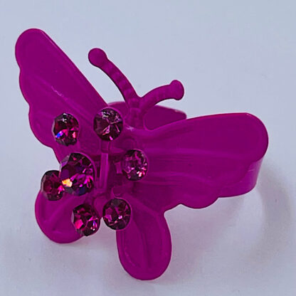 Sommerfuglering pink med diamantsten Lakeret justerbar ring